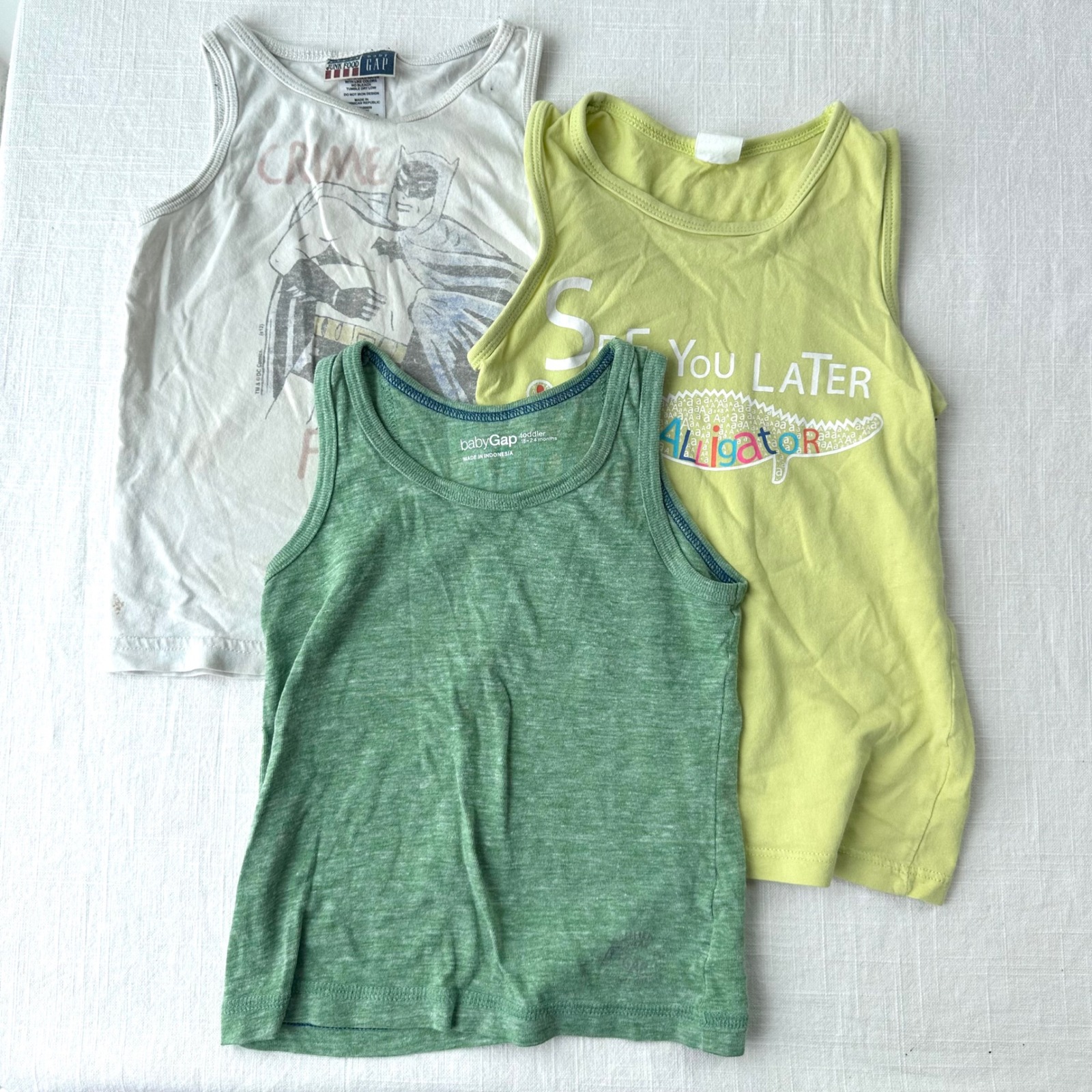 Baby Gap Junk Food H&M Toddler Boys Tank Top Bundle Batman Alligator 12-24m